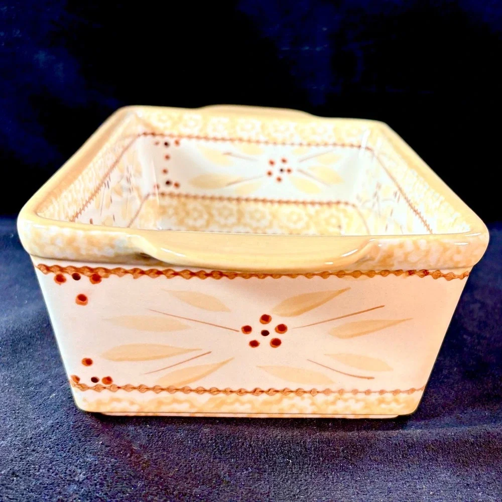 Temp-tations Old World 1.5 QT Rectangle Baker Yellow Floral Stoneware KFI-698704